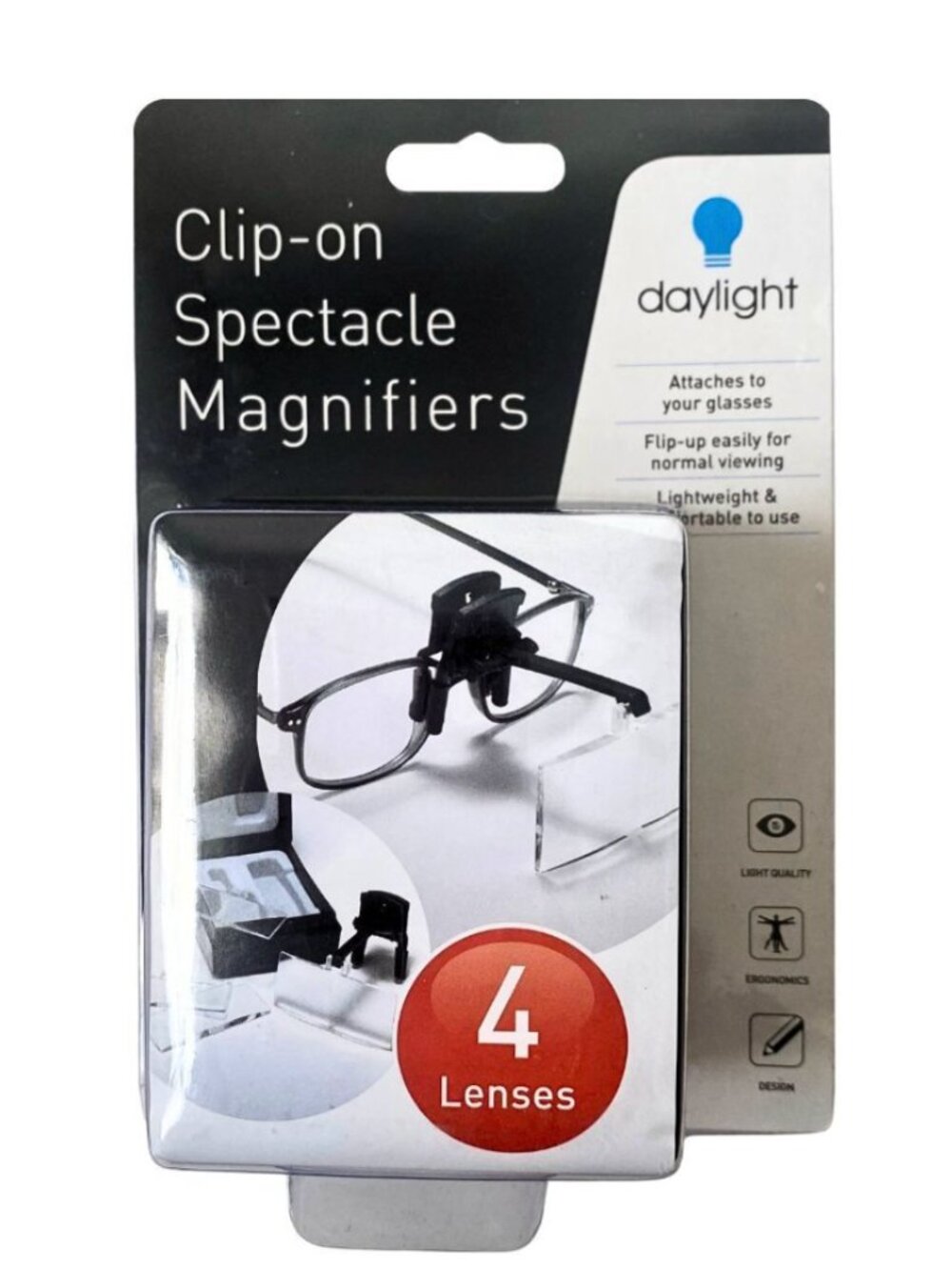 Daylight Clip-on Spectacle Magnifiers - Set of 4